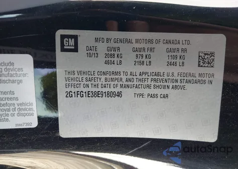 2014 Chevrolet Camaro 2Lt from USA, damaged, VIN 2G1FG1E38E9180946